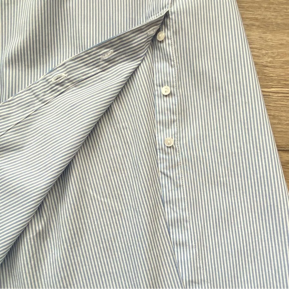 Saint James Mademoiselle Blue White Striped Button Down Preppy Shirt Size 14 - Picture 6 of 15